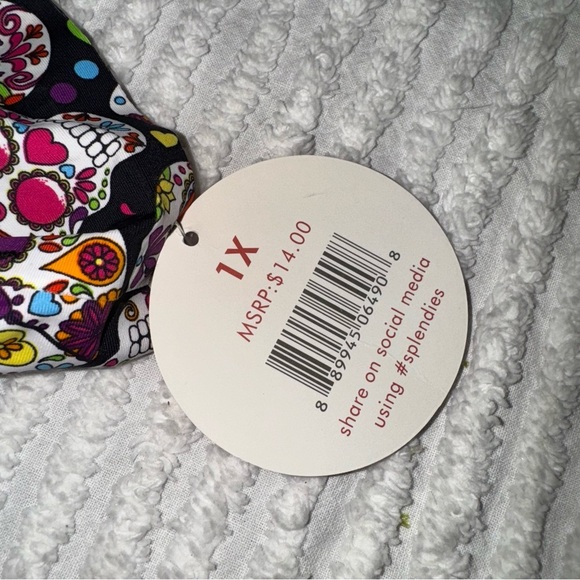 Splendies Sugar Skull Thong 1X | Día de los Muertos Print | NWT - Picture 3 of 5